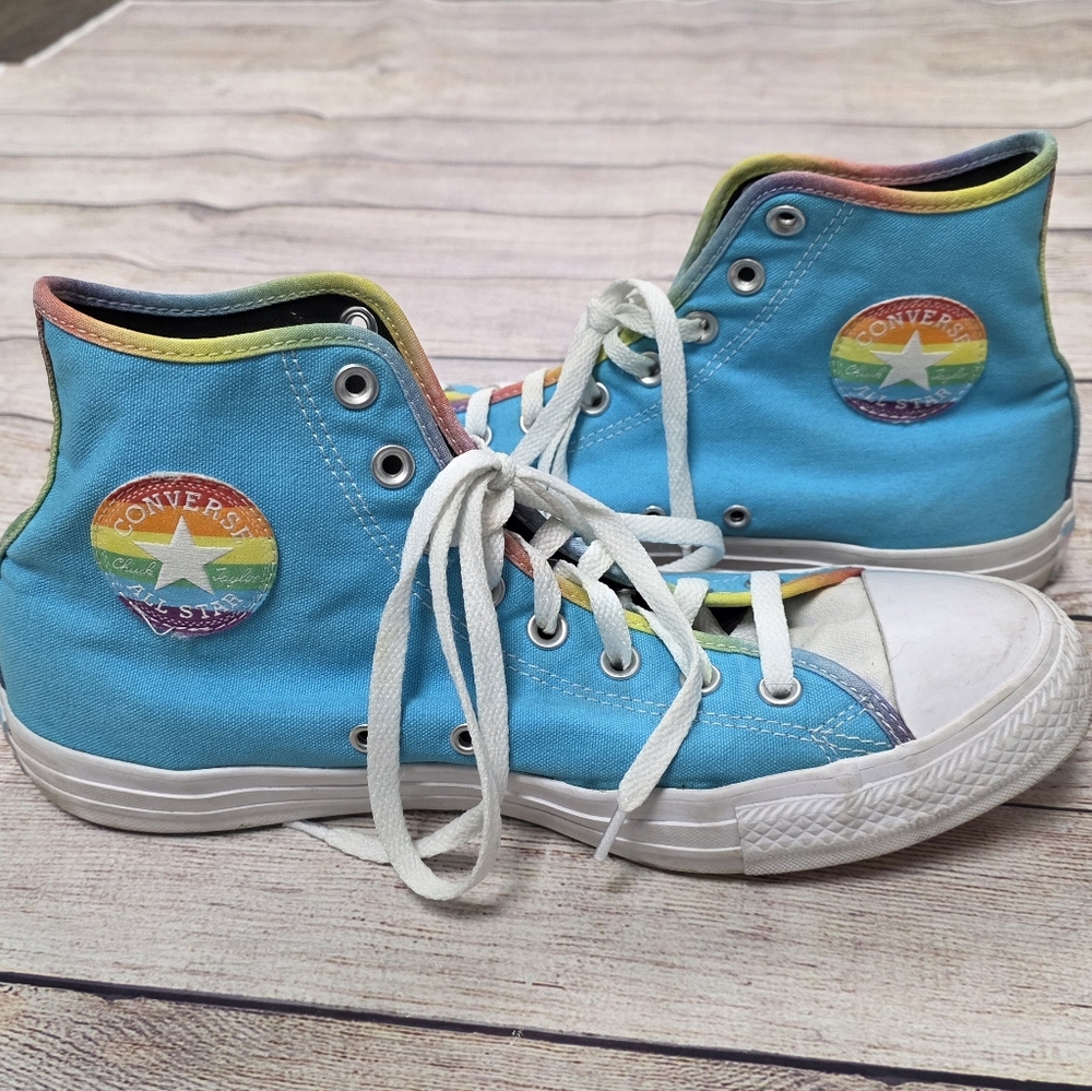 Converse Pride Rainbow Blue High-Top Sneakers Mens Size 10 1/2‎ Rare